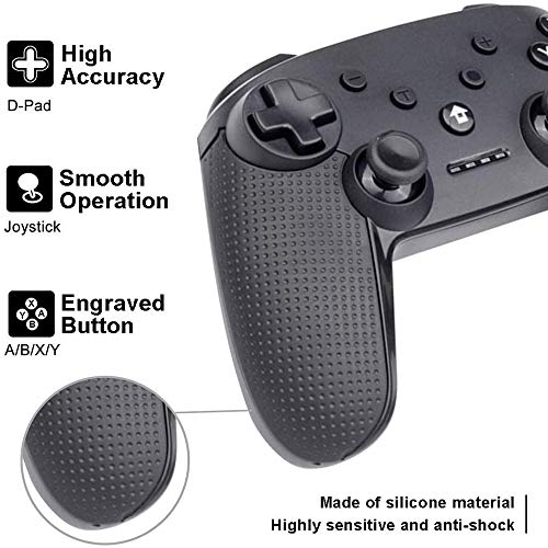 Mando inalámbrico, Bluetooth Gamepad controlador inalámbrico para interruptor remoto Lite Juego de palanca de mando de Joypad NFC doble Motors Turbo 6 Axis Gyro Compatible con PC con Windows,Negro