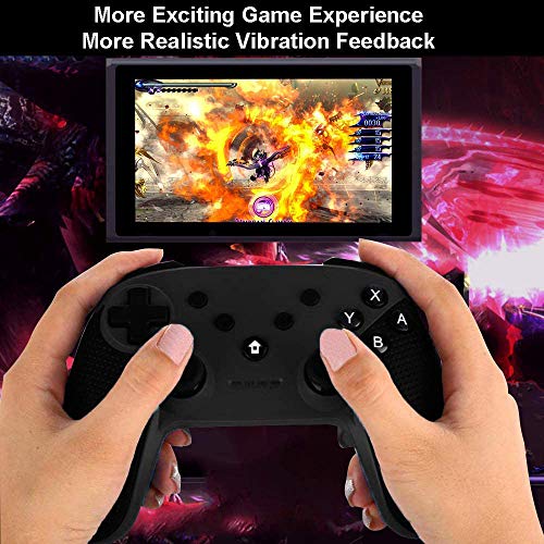 Mando inalámbrico, Bluetooth Gamepad controlador inalámbrico para interruptor remoto Lite Juego de palanca de mando de Joypad NFC doble Motors Turbo 6 Axis Gyro Compatible con PC con Windows,Negro