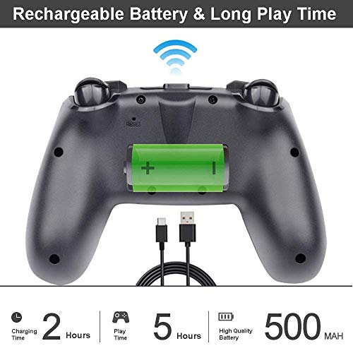 Mando inalámbrico, Bluetooth Gamepad controlador inalámbrico para interruptor remoto Lite Juego de palanca de mando de Joypad NFC doble Motors Turbo 6 Axis Gyro Compatible con PC con Windows,Negro