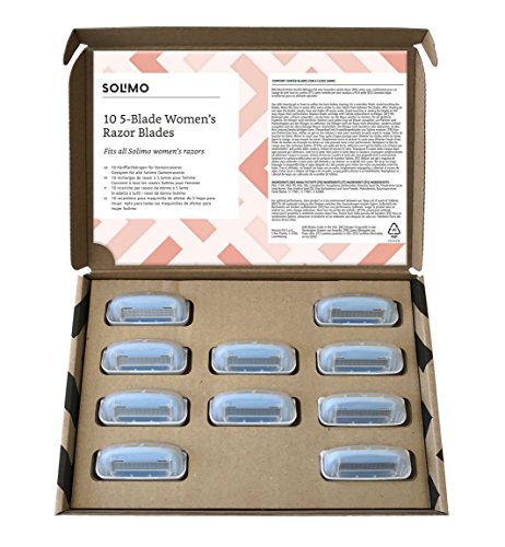 Marca Amazon- Solimo Recambios de cuchillas de 5 hojas para maquinillas de afeitar para mujer (10 piezas)