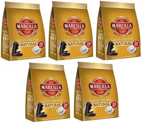 Marcilla Café Natural para máquina Senseo - 5 paquetes de 28 monodosis (Total 140 monodosis)