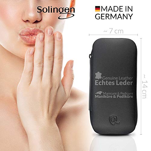 marQus set manicura de 7 piezas de Solingen Alemania - Set de manicura y pedicura en estuche, 2 tijeras, 2 cortaúñas, lima, retira-cutículas y pinza, para él y ella - cortauñas hombre y mujer