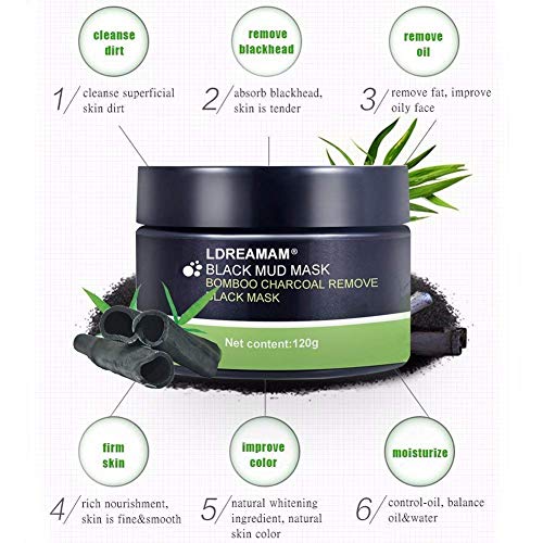 Mascarilla Exfoliante Facial,Puntos Negros Mascarilla,Black Mask Máscara Facial de Barro Negro,Purificante Espinillas y Piel Muerta, Hidratar Piel, Eliminar Puntos Negros, Acné 120g