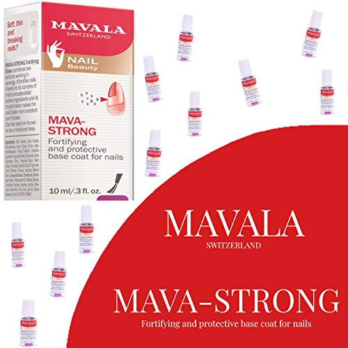 Mavala Mava-Strong Endurecedor de Uñas para Fortalecer Uñas Quebradizas o Rotas | Base Protectora para las Uñas Blandas,10 ml