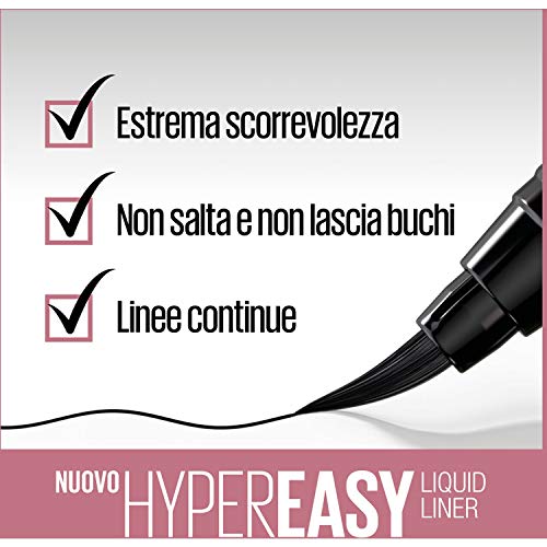 Maybelline New York - Eyeliner Rotulador Líquido Hypereasy Color Negro, 0.6 gr