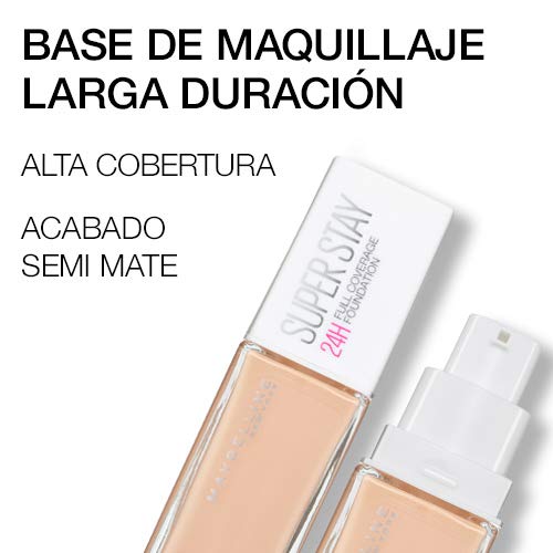 Maybelline New York - SuperStay 24H, Base de Maquillaje Semi-Mate de Alta Cobertura, Tono 32 Golden