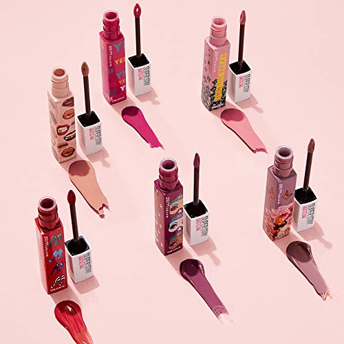 Maybelline New York - Superstay Matte Ink, Pintalabios Mate de Larga Duración, Edición Limitada Ashley Longshore, Tono 120 Artist, Color Rosa