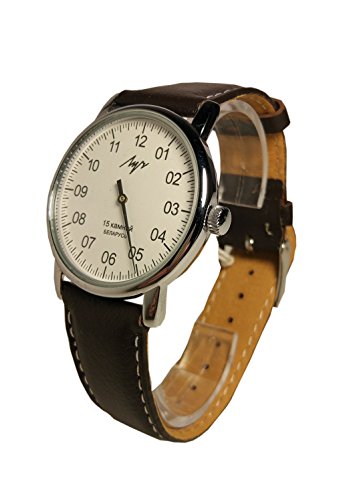 Mecánico por un lado reloj Luch. 77471146 Hombres de, cromado, forma redonda, cristal mineral, piel.