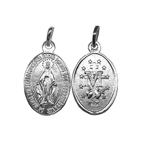 Medalla Colgante Virgen Milagrosa Plata Ley 925ml 20mm