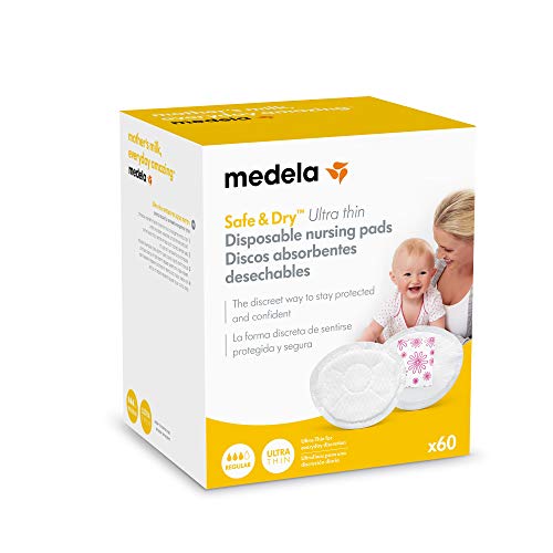 Medela Safe & Dry Ultra Thin - Discos absorbentes desechables, 60 unidades