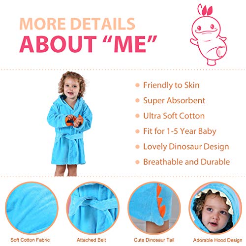 MICHLEY Bebé Ropa Niños Niñas Albornoz Capucha manta Toalla Pijamas Baño Algodón Animale para (Azul 3-5T)