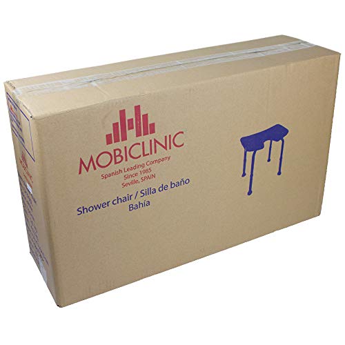 Mobiclinic, Bahía, Silla o taburete de baño, de ducha, ortopédica, altura regulable, respaldo, asiento en U, conteras antideslizantes