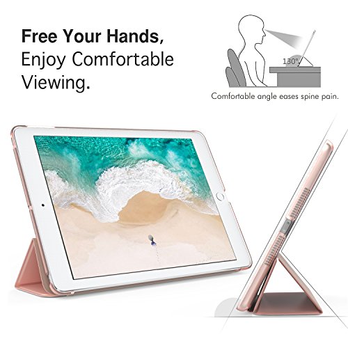 MoKo Funda para New iPad Air (3rd Generation) 10.5" 2019/iPad Pro 10.5 2017 - Ultra Slim Función de Soporte Protectora Plegable Smart Cover Trasera Transparente Durable - Oro Rosa (Auto Sueño/Estela)