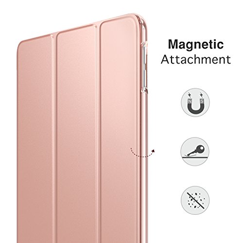 MoKo Funda para New iPad Air (3rd Generation) 10.5" 2019/iPad Pro 10.5 2017 - Ultra Slim Función de Soporte Protectora Plegable Smart Cover Trasera Transparente Durable - Oro Rosa (Auto Sueño/Estela)