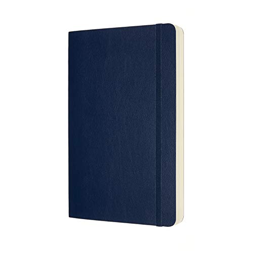 Moleskine - Cuaderno Clásico con Hojas en Blanco, Tapa Blanda y Cierre con Goma Elástica, Tamaño Grande 13 x 21 cm, Color Azul Zafiro, 400 Páginas