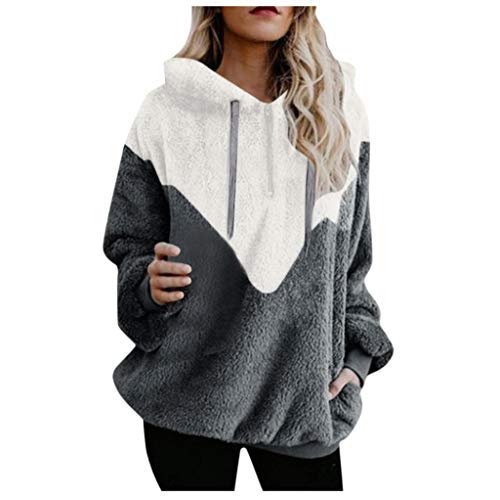 Mujer Caliente y Esponjoso Tops Chaqueta Suéter Abrigo Jersey Mujer Otoño-Invierno Talla Grande Hoodie Sudadera con Capucha riou