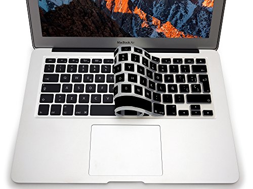 MyGadget Funda Teclado QWERTY [Español] para Apple MacBook Air 13" & Pro Retina 13/15" - Skin Protector Keyboard Cover de Silicona TPU - Negro