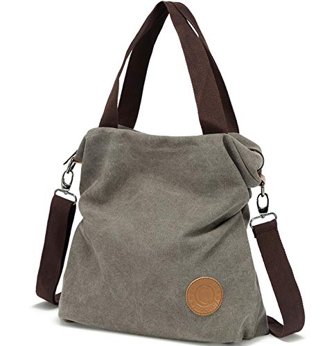 Myhozee Bolsos de Mujer,Bolso Bandolera Mujer Bolso Lona de Hombro Bolso Tote Bolso Shopper Bolso de Mano para Multifuncional - Gris