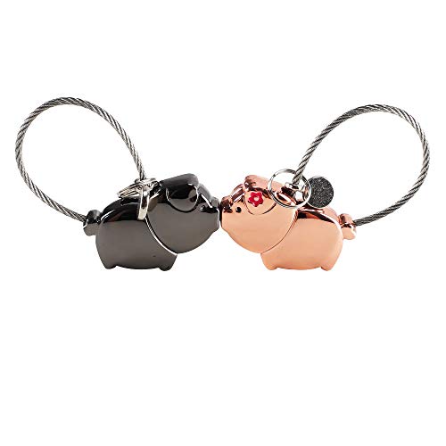 NACTECH 1 par Llaveros para Parejas Magnético Desmontable Besos Llaveros para Parejas Mujer Hombre Amantes Regalo Amor San Valentín Cumpleaños Aniversario Navidad Negro y Oro Rosa