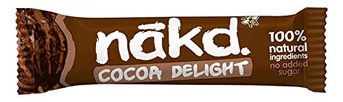 Nakd Barritas de Fruta y Frutos Secos al Cacao - Pack de 18 x 35 g, Sin Azúcar Añadido, Sin Gluten, Sin Lactosa, Vegano