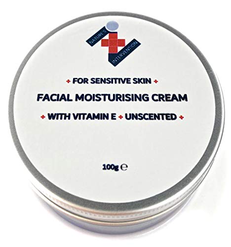 Natural CREMA FACIAL HIDRATANTE para PIEL SENSIBLE con VITAMINA E & SIN PERFUME - 100 g de NATURE'S INTERVENTION. pH equilibrado. No comedogénico. No produce irritacion. Calmante e Idratante.