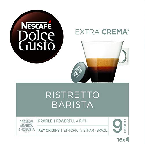 NESCAFÉ Dolce Gusto Ristretto Barista, Pack de 3 x 16 Cápsulas - Total: 48 Cápsulas de Café