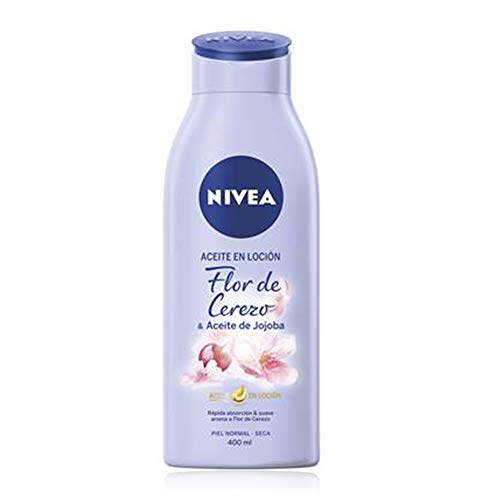 NIVEA Aceite en Loción Flor de Cerezo & Aceite de Jojoba (1 x 400 ml), loción corporal de rápida absorción, loción para el cuidado de la piel seca y normal