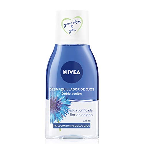 NIVEA Desmaquillador de Ojos Doble Acción (1 x 125 ml), líquido desmaquillante para el contorno de ojos sensible, limpieza facial rápida y suave