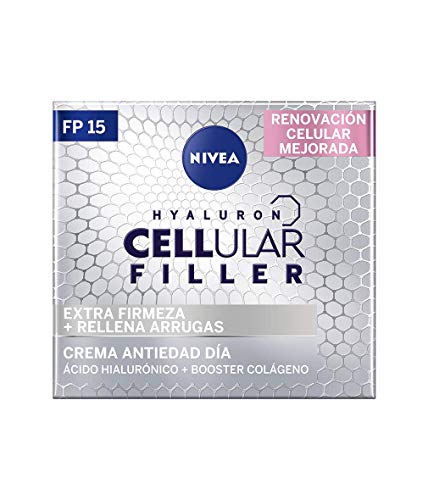 NIVEA Hyaluron Cellular Filler Cuidado de Día FP15, crema antiarrugas con ácido hialurónico, antiedad, reafirmante para la renovación celular - 1 x 50 ml, Estándar