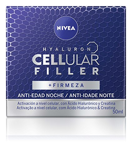 NIVEA Hyaluron Cellular Filler Cuidado de Noche, crema facial de noche, crema antiarrugas con ácido hialurónico y creatina, crema reafirmante - 1 x 50 ml