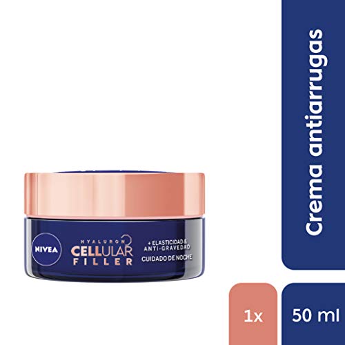 NIVEA Hyaluron Cellular Filler + Elasticidad & Antigravedad Cuidado de Noche (1 x 50 ml), crema facial de noche, crema antiarrugas con ácido hialurónico, crema antiedad