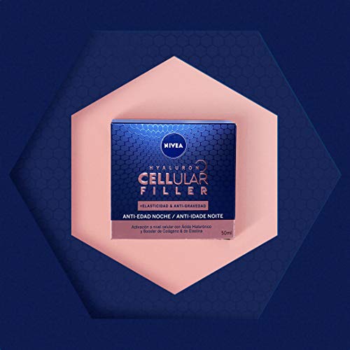 NIVEA Hyaluron Cellular Filler + Elasticidad & Antigravedad Cuidado de Noche (1 x 50 ml), crema facial de noche, crema antiarrugas con ácido hialurónico, crema antiedad