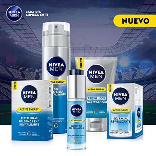 NIVEA MEN Active Energy Gel Facial Revitalizante, con Vitamin+ Complex, gel hidratante facial para el cuidado de la piel del hombre - 1 x 50 ml