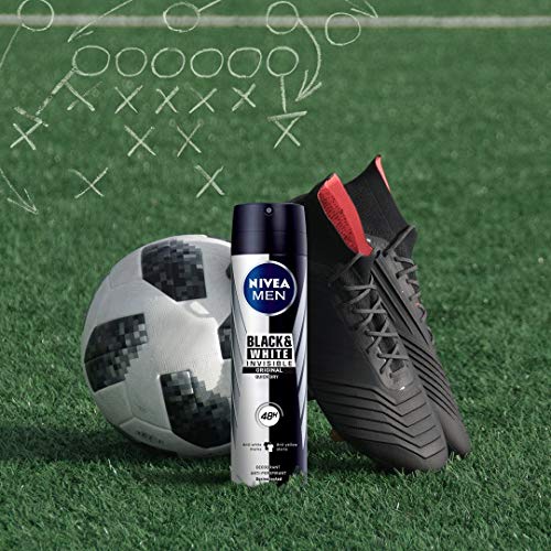 NIVEA MEN Black & White Invisible Original Spray en pack de 6 (6 x 200 ml), desodorante antimanchas de cuidado masculino, desodorante invisible para cuidar piel y ropa