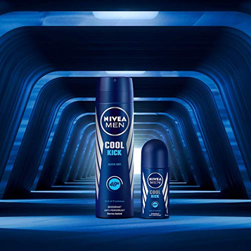 NIVEA MEN Cool Kick Roll-on (1 x 50 ml), desodorante de hombre con un golpe de frescor, desodorante antitranspirante para el cuidado masculino