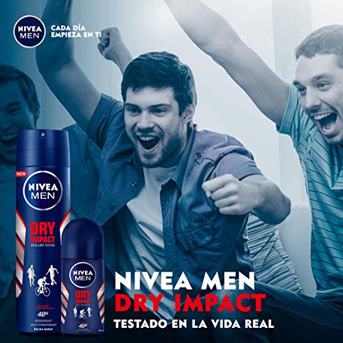 NIVEA MEN Dry Impact Roll-on (1 x 50 ml), desodorante antitranspirante con protección 48 horas, desodorante roll-on de cuidado masculino testado en la vida real