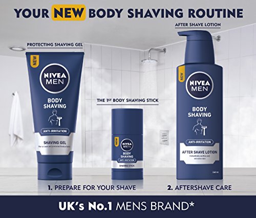 NIVEA Men - Loción para afeitado corporal antiirritación después del afeitado (240 ml), hidratante después del afeitado con mentol y provitamina B, loción de afeitado corporal para hombre