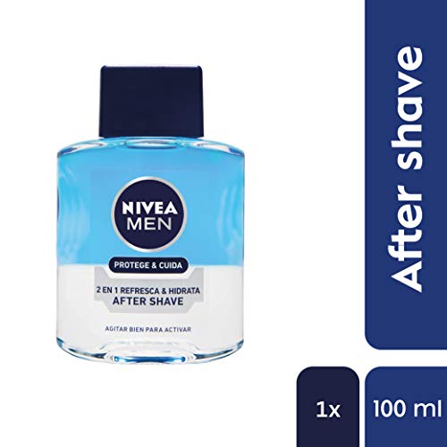 NIVEA MEN Protege & Cuida After Shave 2 en 1 Refresca & Hidrata (1 x 100 ml), after shave hidratante y refrescante, bálsamo after shave y loción para hombre