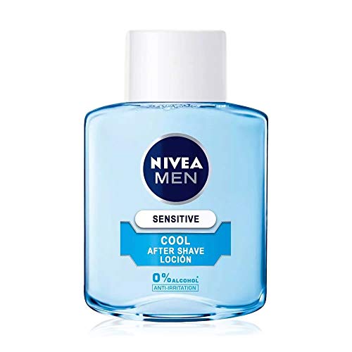 NIVEA MEN Sensitive Cool Loción After Shave (1 x 100 ml), con 0% alcohol para calmar la irritación, loción calmante para el cuidado de la piel sensible