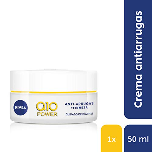 NIVEA Q10 Power Antiarrugas Cuidado de Día FP15 (1 x 50 ml), crema antiarrugas facial, crema hidratante con protector solar 15, crema de día antiedad