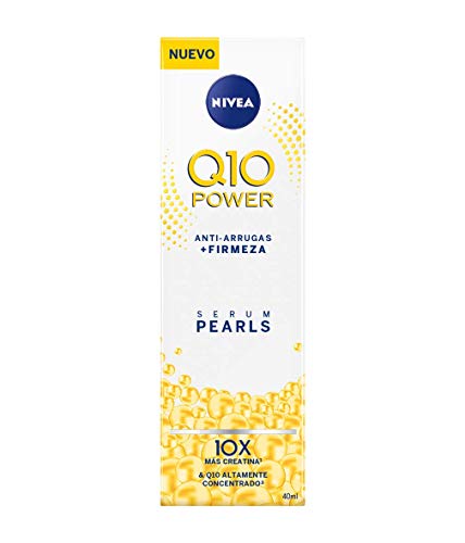 NIVEA Q10 Power Serum Perlas Antiarrugas + Firmeza (1 x 40 ml), sérum facial antiarrugas con creatina, ácido hialurónico y coenzima Q10, sérum reafirmante