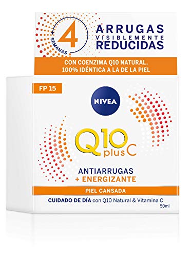 NIVEA Q10plusC Anti-Arrugas + Energizante Cuidado de Día, crema energizante con FP15, crema de día antiedad con coenzima Q10, crema facial revitalizante - 1 x 50 ml