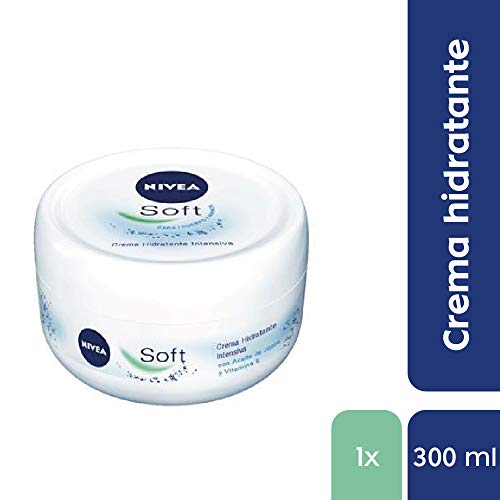 NIVEA Soft (1 x 300 ml), crema multiusos con aceite de jojoba y vitamina E, crema hidratante intensiva para el cuidado de la piel de cara, cuerpo y manos, sin parabenos