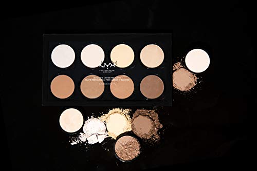 NYX Professional Makeup Paleta de contouring Highlight & Contour Pro Palette, Kit de contouring en polvo, 8 tonos de acabado mate y brillante