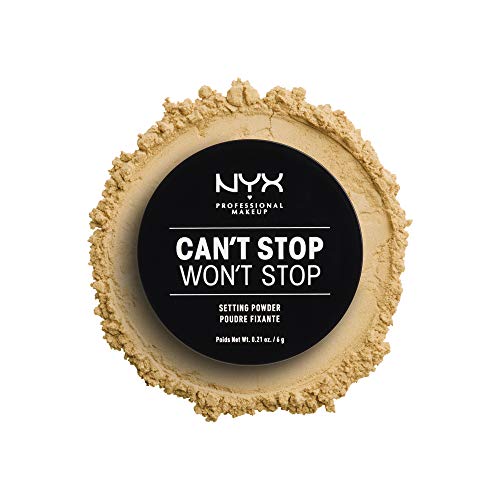 NYX Professional Makeup Polvos fijadores Can't Stop Won't Stop Setting Powder, Polvos sueltos, Acabado mate, Absorben brillos, Fórmula vegana, Tono: Banana