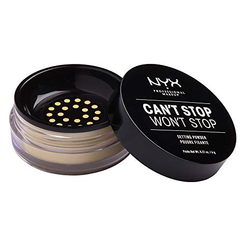 NYX Professional Makeup Polvos fijadores Can't Stop Won't Stop Setting Powder, Polvos sueltos, Acabado mate, Absorben brillos, Fórmula vegana, Tono: Banana