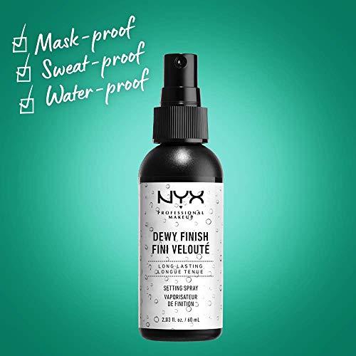 NYX Professional Makeup Spray fijador Makeup Setting Spray, Larga duración, Ligero, Fórmula vegana, Acabado Dewy (hidratado), 60 ml