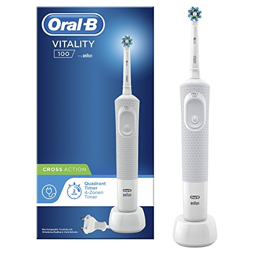 Oral-B Vitality 100 Cepillo Eléctrico Recargable con Tecnología de Braun, 1 Mango Blanco, 1 Cabezal