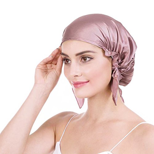 OROPY Emmet Gorro de Dormir Mujer 100% Pura Seda Sombrero para Dormir elástico Hace Que tu Cabello se Sienta Sedoso y Mantiene el Estilo (x-Large, Rosa Profundo)