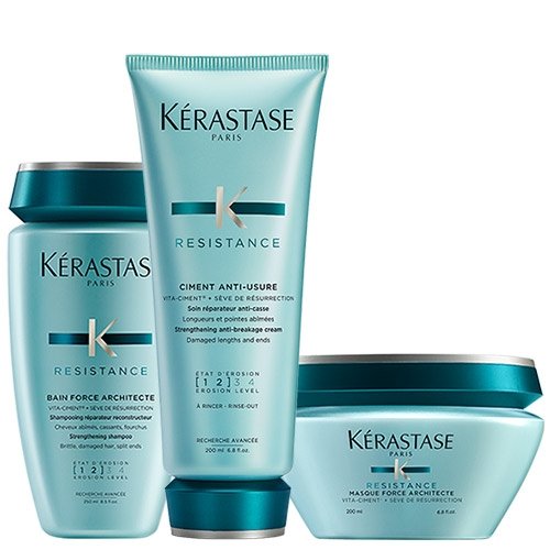 Pack de Kerastase Resistance: Bain Force Architecte, Ciment Anti-Usure y mascarilla Force Architecte